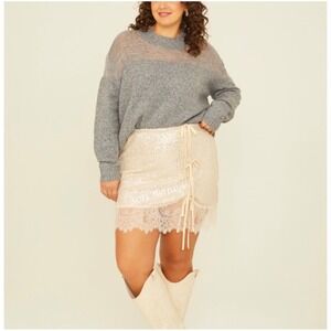 Arula Womens Sequin Lace Trim Mini Skirt Champagne Glam Party Sparkle Plus Size